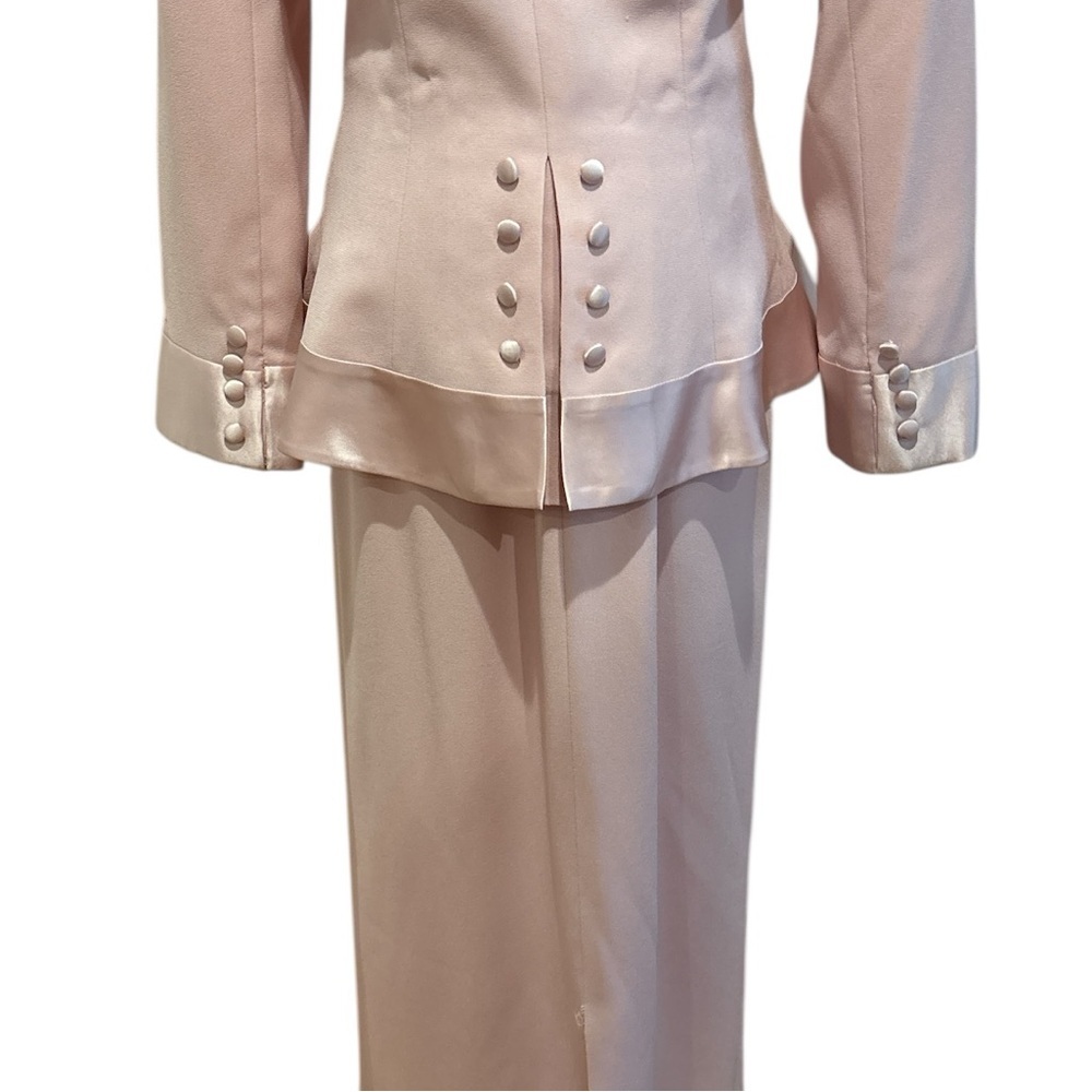 90s 2PC HEISER-EGAN PASTEL PINK MOTHER OF THE BRIDE BLAZER & MAXI SKIRT SZ 12 - Picture 6 of 12